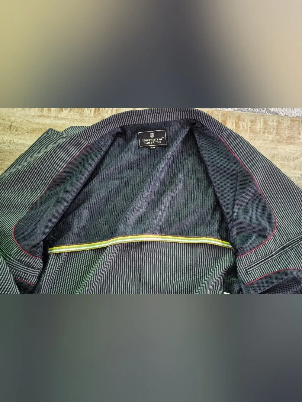 University of Cambridge Men's Gray Pinstripe Blazer Sport Coat Ultralight 40R L